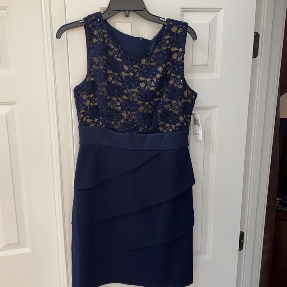 Connected Apparel Navy Cocktail Dress